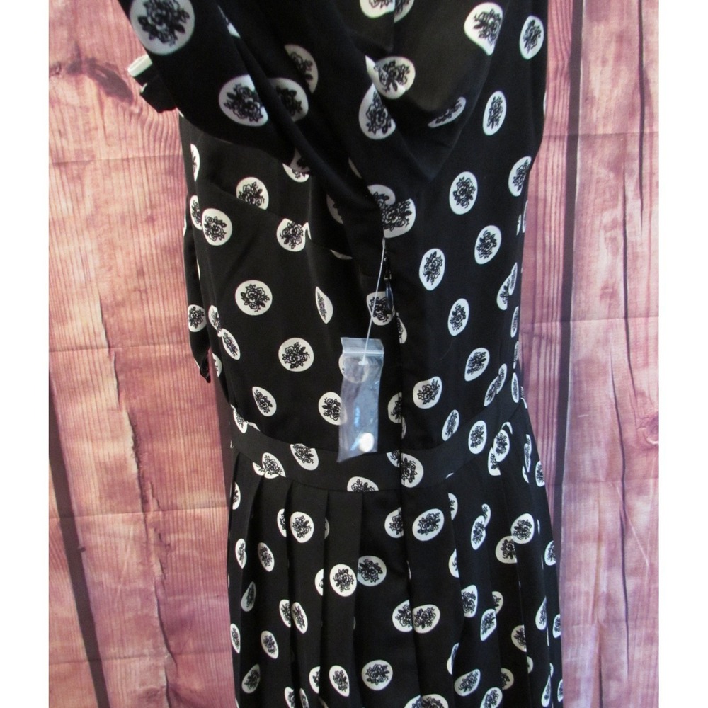 ModCloth Just My Typist Pleated Shirt Dress Black White Retro Vintage Large NWOT - Picture 7 of 13